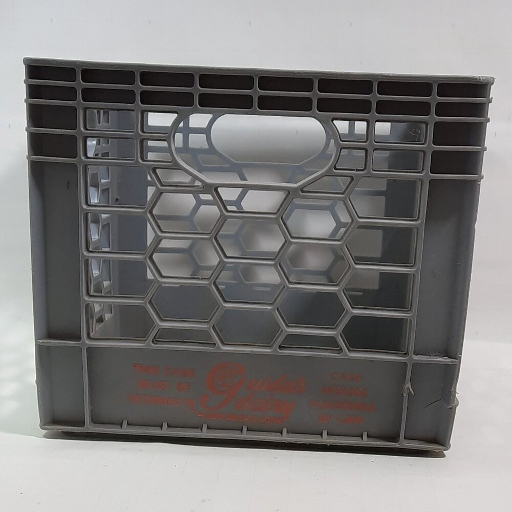 Vintage PLASTIC GUIDA'S DAIRY MILK CRATE "Standard Grey" 13" X 13"